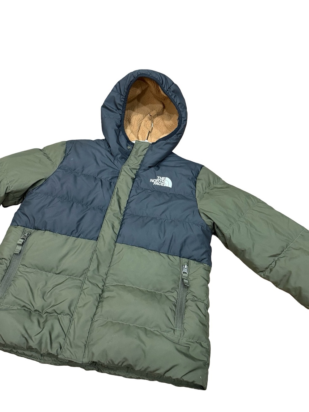 🌿 The North Face Kids 600 Fill Down Puffer Jacket Olive and Black Size Medium - Picture 6 of 15